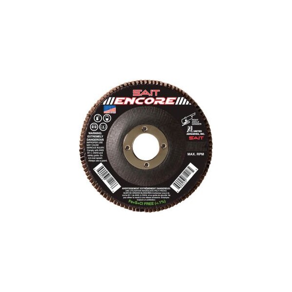 United Abrasives/Sait United Abrasives - Sait Encore Flap Disc T27 Encore 4-1/2"x 7/8" 36 Grit Zirconium 71205 - main